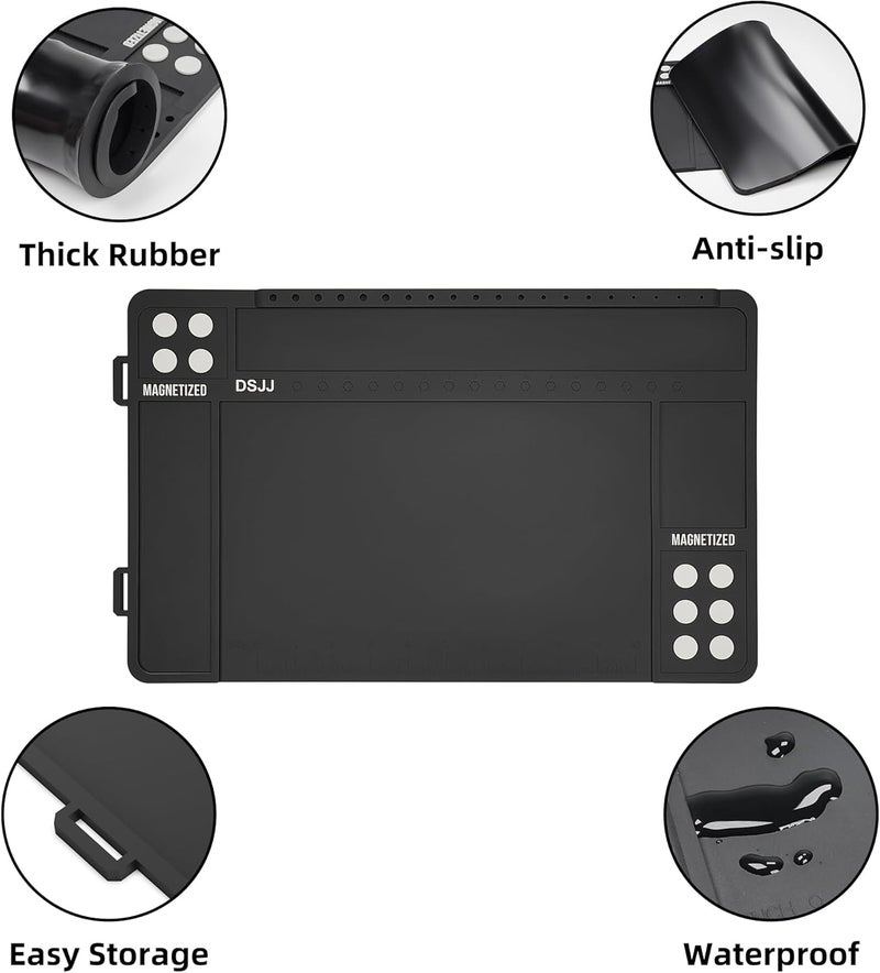 CKPART Gun Cleaning Mat, Premium Magnetic Pad With Organizer Parts Tray, Anti-Slip Rubberized Pistol Mat, Protective Workbench Mat for Gun Cleaning (16.5"x 10.43") - Image 4